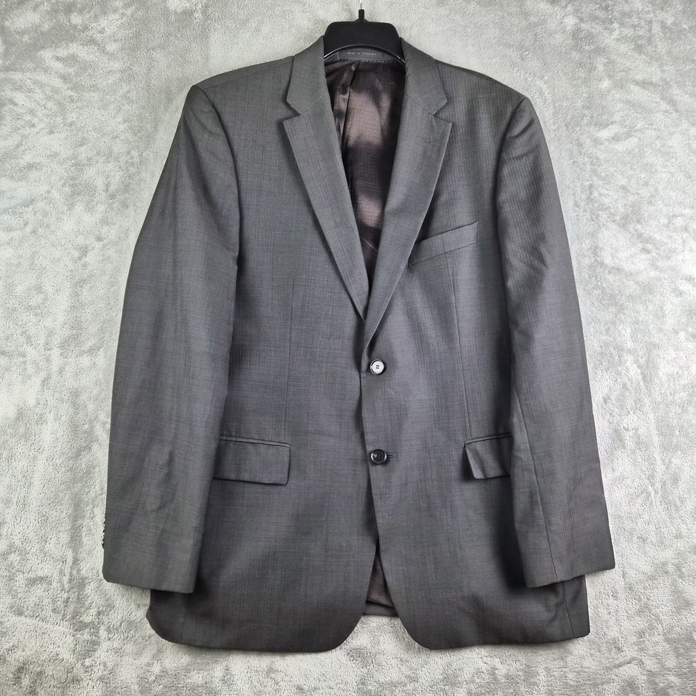 Hugo Boss BOSS Suit Jacket Blazer Mens 42R Gray Super 100 Wool Sport Coat Banker